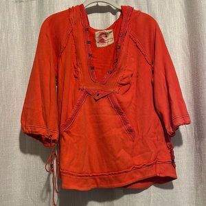 Free People Orange Hoodie 3/4 sleeve